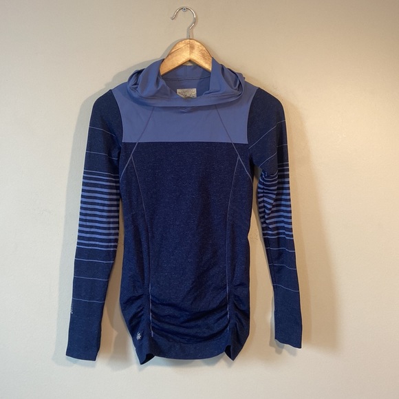 Athleta Stripe Fastest color block track hoodie pullover Sz xs - Picture 2 of 9